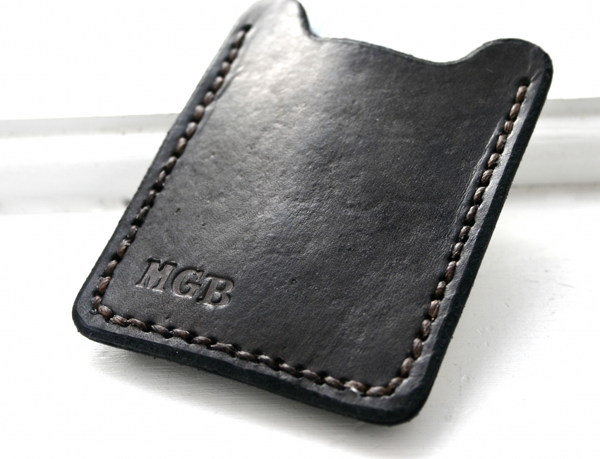 Personalized Mens Leather Wallet with Money Clip - Black | Handmade Michigan