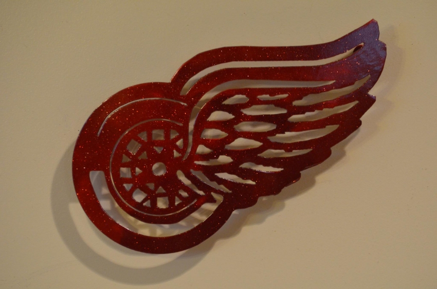 Detroit Red Wing Logo Wall Hang Handmade Michigan
