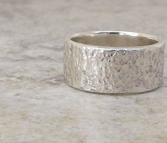 Heavy duty sterling silver ring hammed silver ring