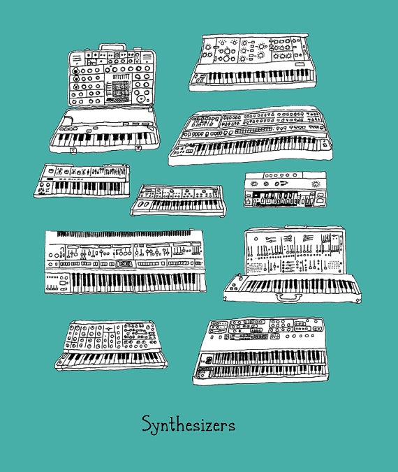 Synthesizers Art Print Handmade Michigan