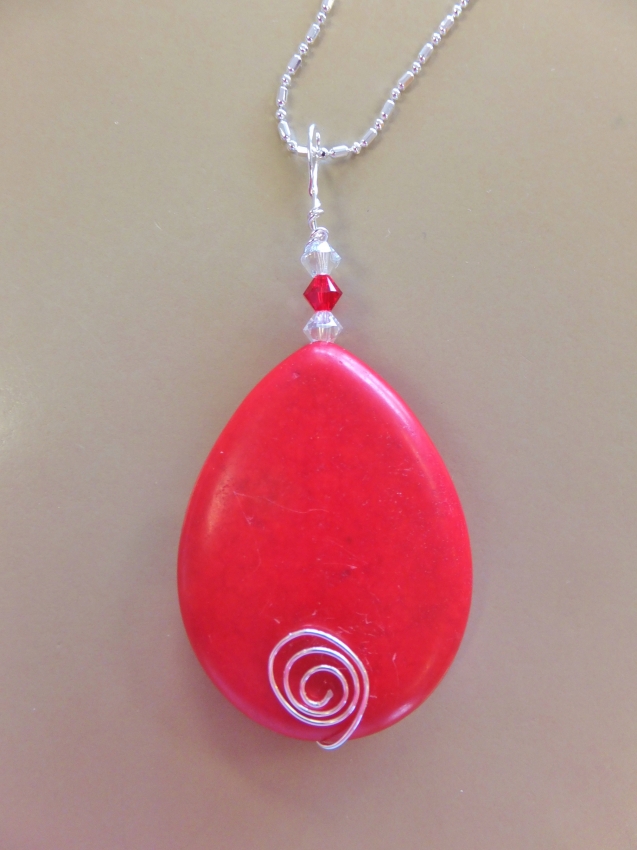 Red Teardrop Bead Necklace Handmade Michigan 