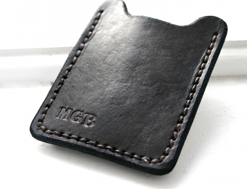 Men's Black Leather Monogrammed Billfold Wallet | IUCN Water