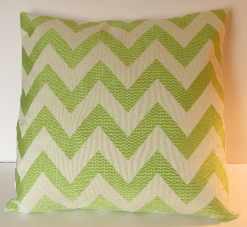 Green Chevron Pillow Cover Handmade Michigan